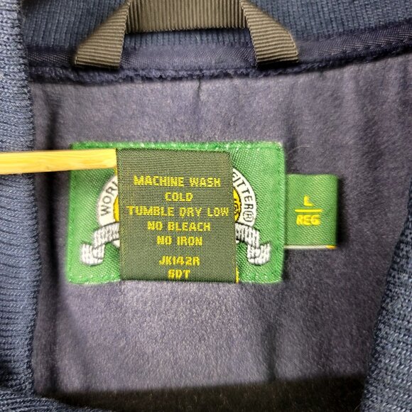 Cabelas Outdoor Gear Mens Large Blue Fleece Jacket Quilted Accents Full Zip - Picture 3 of 8